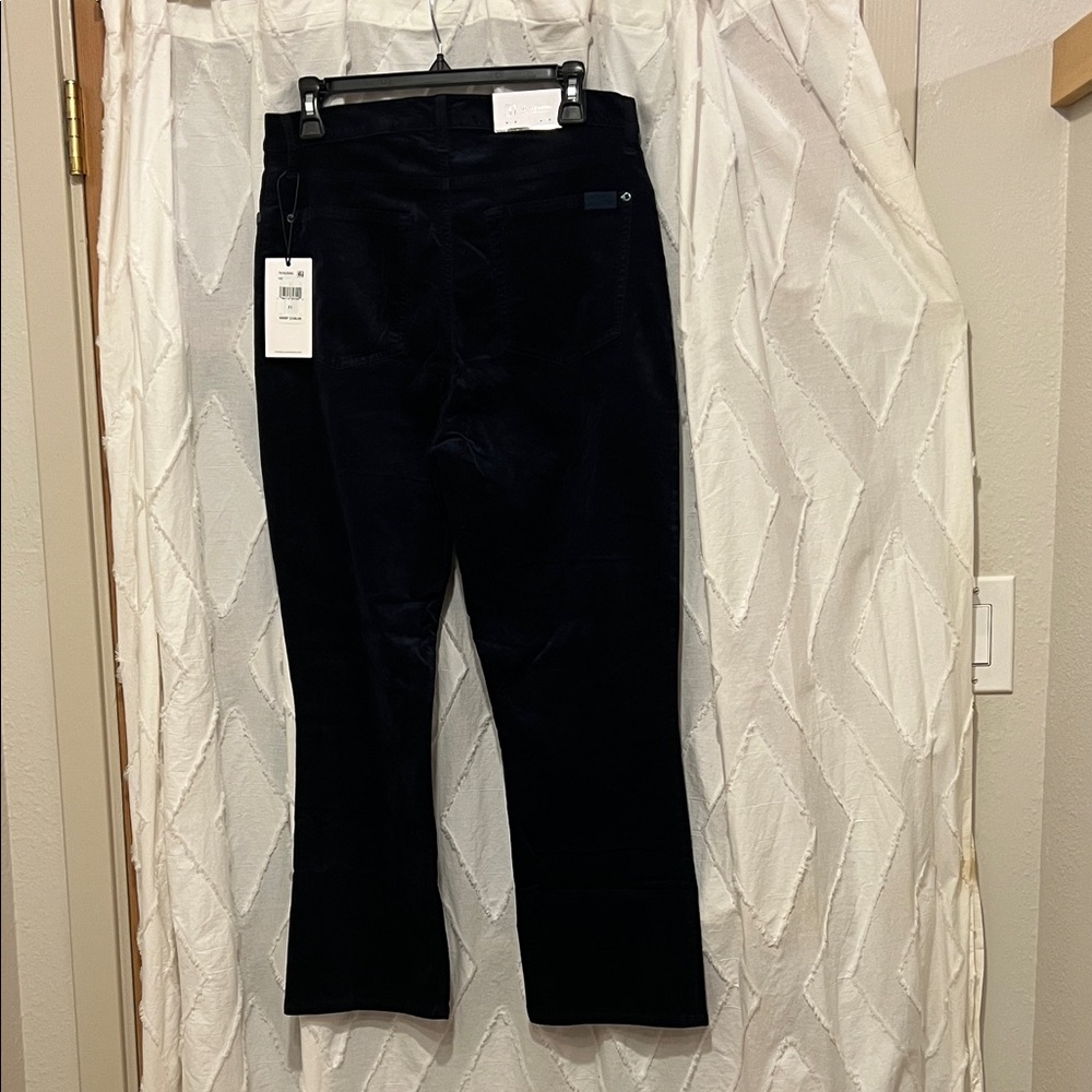 7 For All Mankind NWT high waist slim kick dark navy "velvet" feel pants - Picture 4 of 11